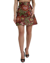 Dolce & Gabbana Maroon Floral Jacquard A-line Mini Skirt -   -  Dolce & Gabbana.